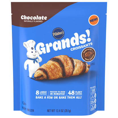 Pillsbury Grands! Chocolate Croissants, Frozen Pastries, Made with Real Cocoa, 8 Ct, 12.4 oz