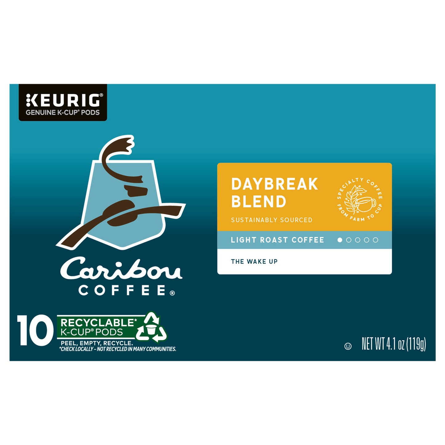 Caribou Coffee Daybreak Blend Keurig Single-Serve K-Cup Pod, Light Roast Coffee, 10 Count