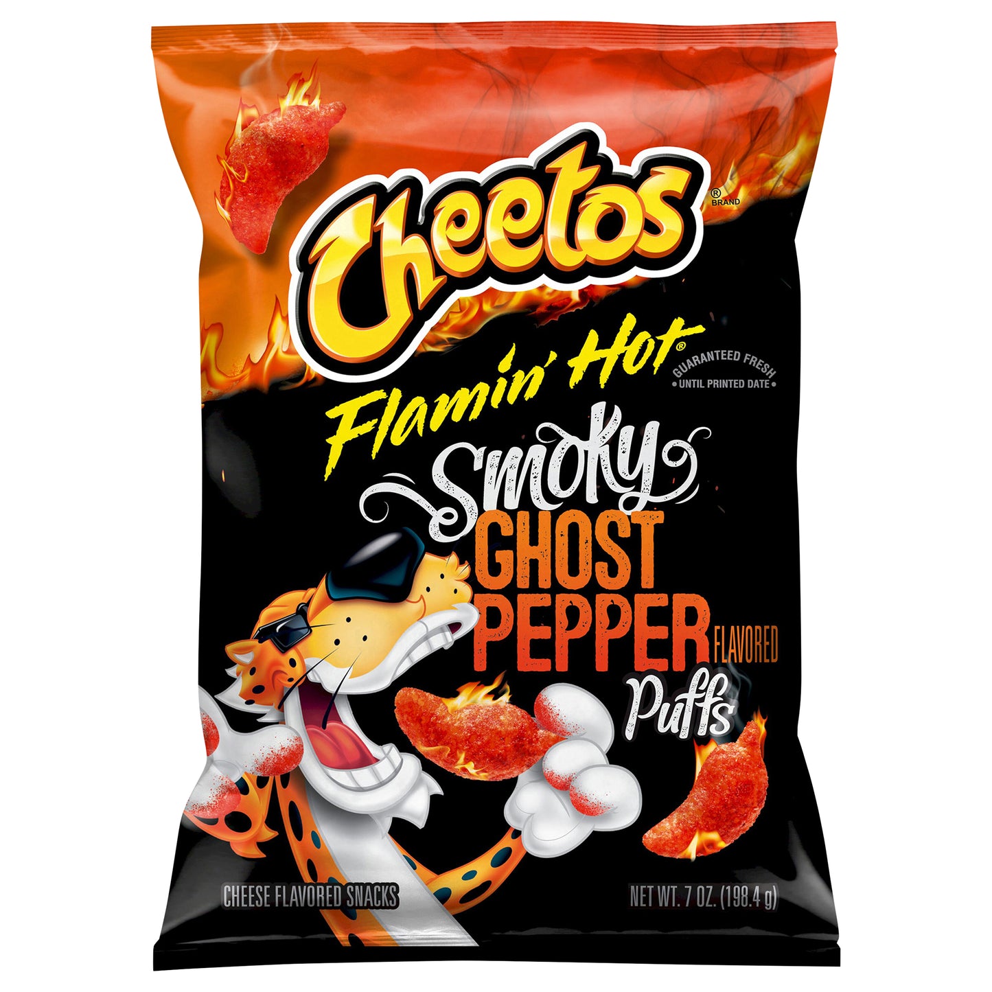 Cheetos Puffs Cheese Flavored Snacks Flamin' Hot Ghost Pepper Flavored 7 Oz