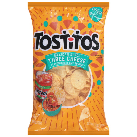 Tostitos Bite Size Rounds Mexican Style Three Cheese Tortilla Chips 11 oz
