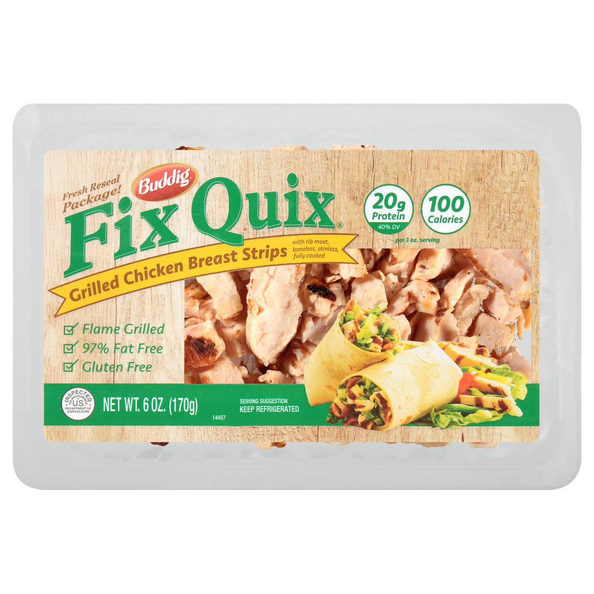 Buddig Fix Quix Grilled Chicken Breast Strips 6 oz. Pack