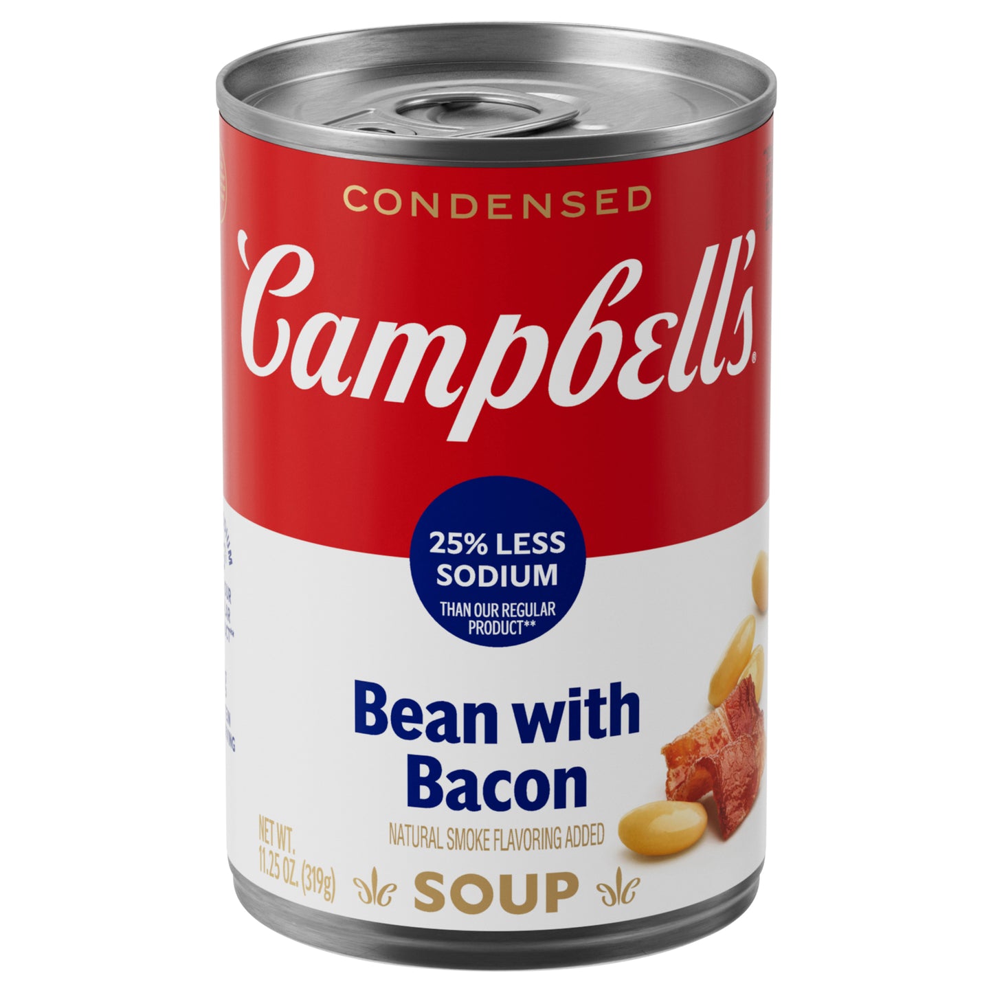 Campbell’s® Condensed 25% Less Sodium Bean With Bacon Soup, Natural Smoke Flavoring Added, 11.25 oz Can