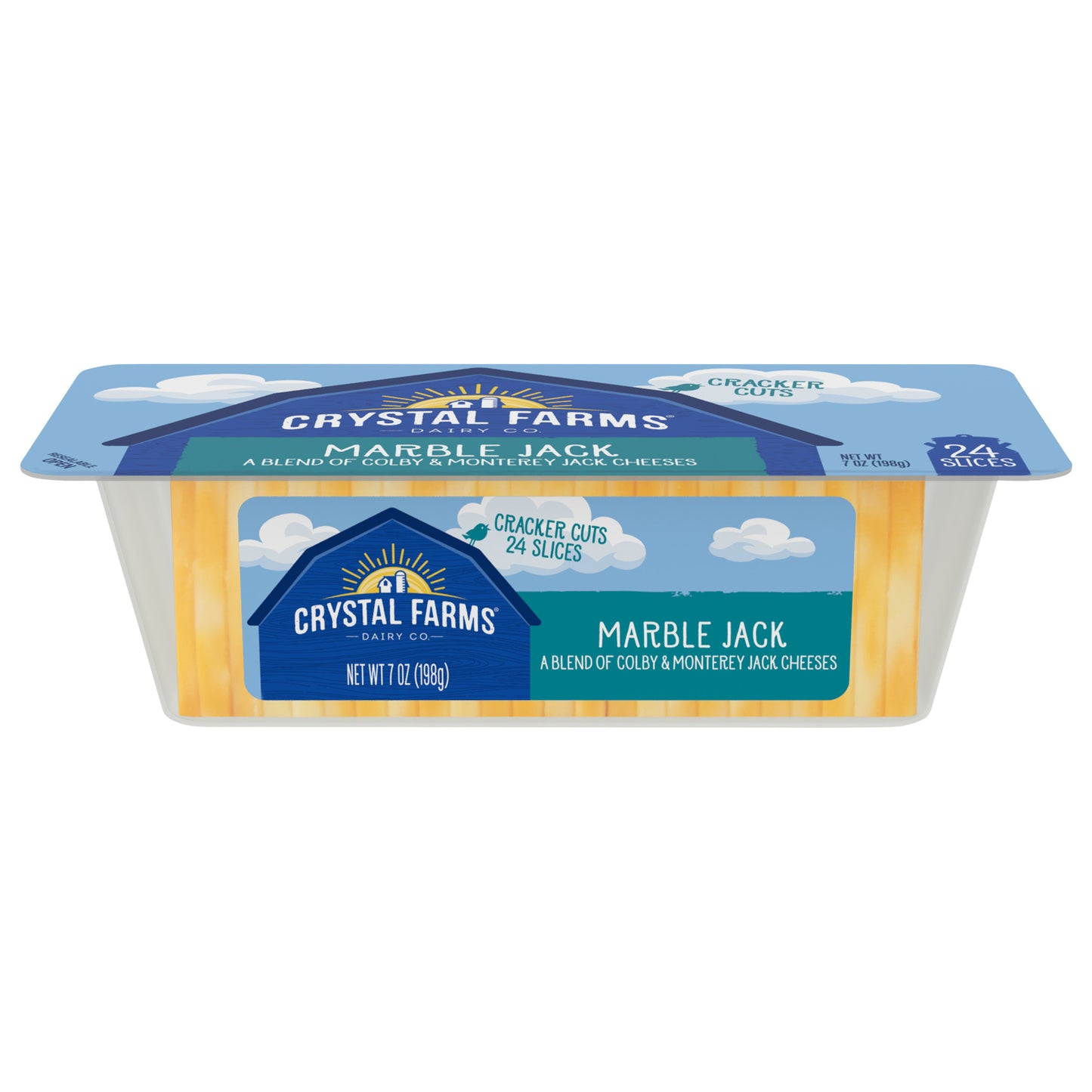Crystal Farms Cracker Cuts Marble Jack Cheese Slices, 24 ct