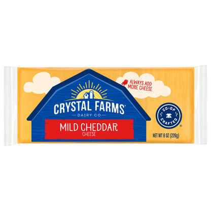 Crystal Farms Mild Cheddar Cheese Block, 8 oz