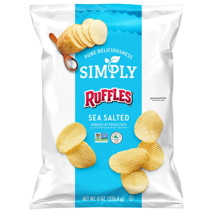 Ruffles Simply Reduced Fat Potato Chips Sea Salted 8 Oz