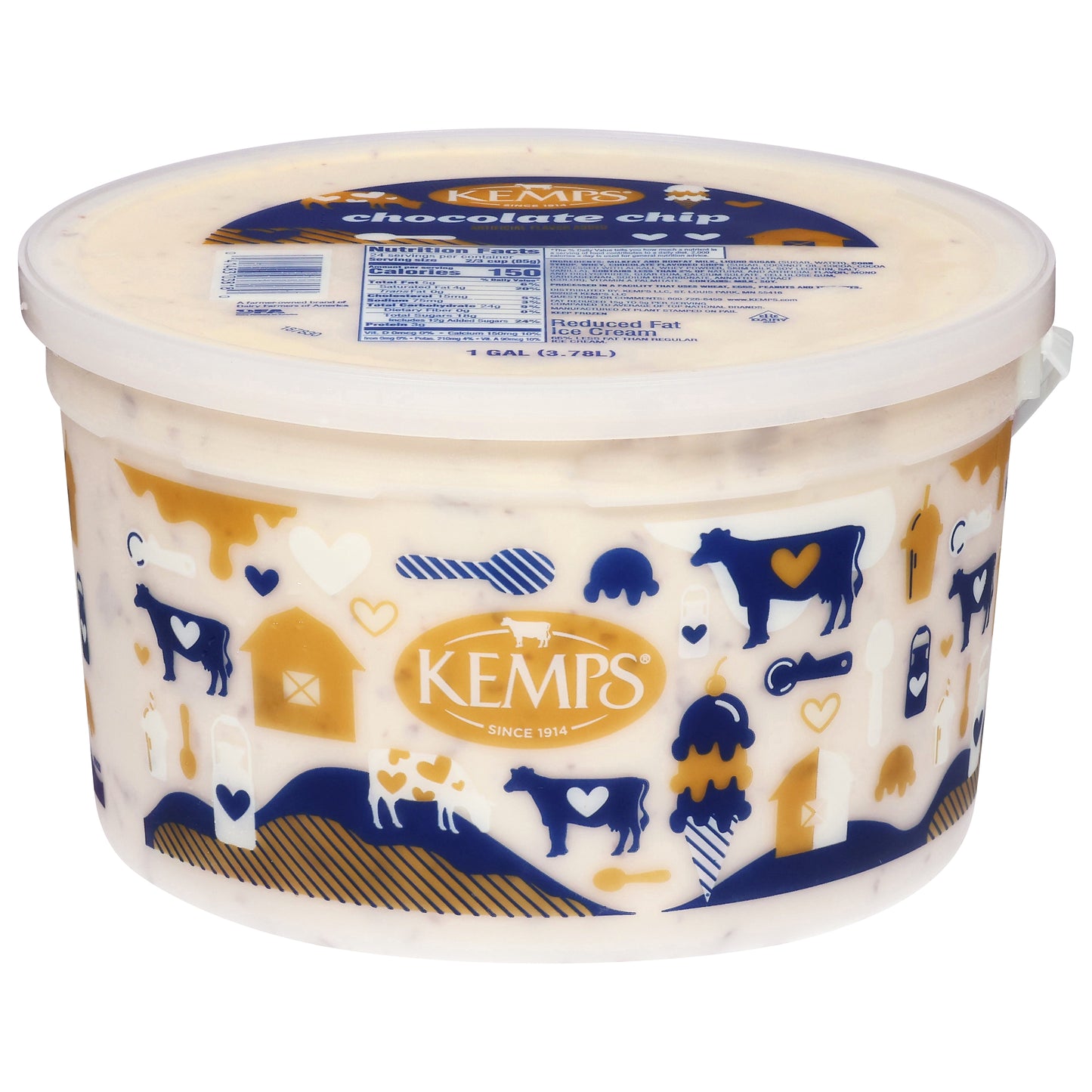 Kemps Reduced Fat Chocolate Chip Ice Cream 1 gal