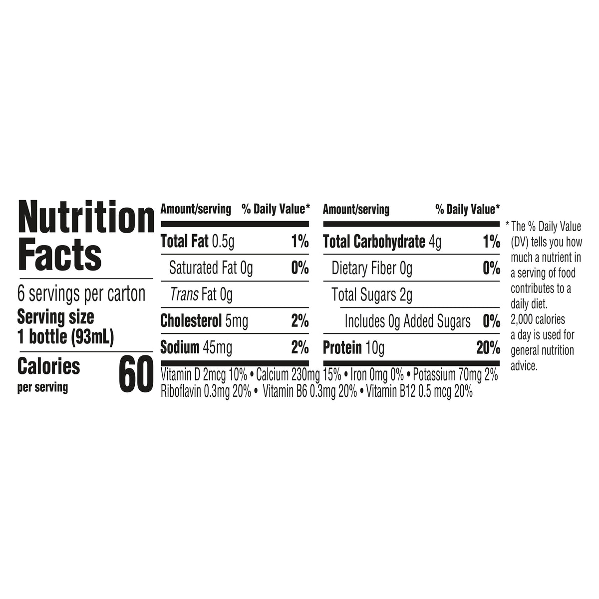 Oikos Pro Shots Strawberry Dairy Drink, 10g of Protein, 0g Added Sugar, Convenient High Protein Snack, 6ct, 3.1 Fl Oz Bottle