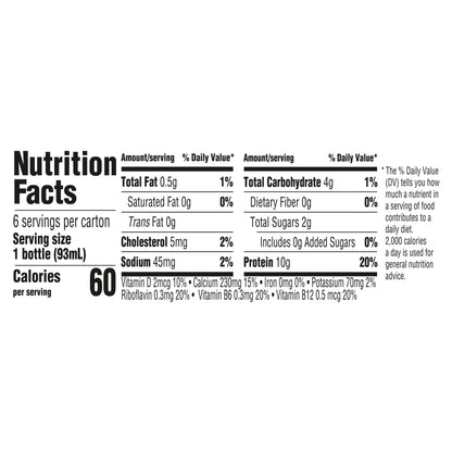 Oikos Pro Shots Strawberry Dairy Drink, 10g of Protein, 0g Added Sugar, Convenient High Protein Snack, 6ct, 3.1 Fl Oz Bottle