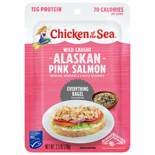 Chicken of the Sea Wild Caught Alaskan Pink Salmon Packet, Everything Bagel Seasoning 2.5 oz