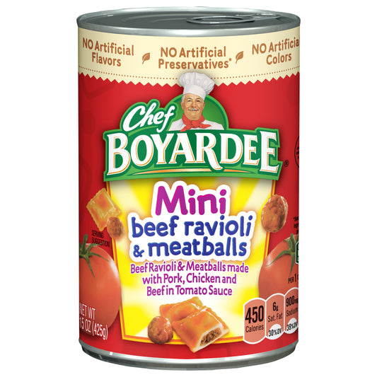 Chef Boyardee Mini Beef Ravioli and Meatballs, 15 oz