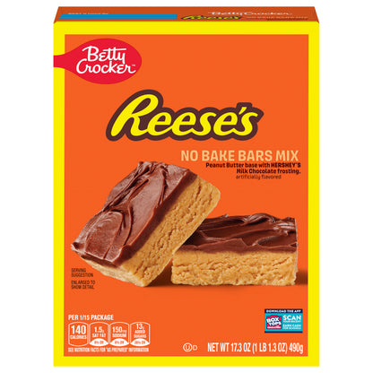 Betty Crocker REESE'S Peanut Butter No Bake Bars Mix With HERSHEY’S Milk Chocolate Frosting, 17.3 oz