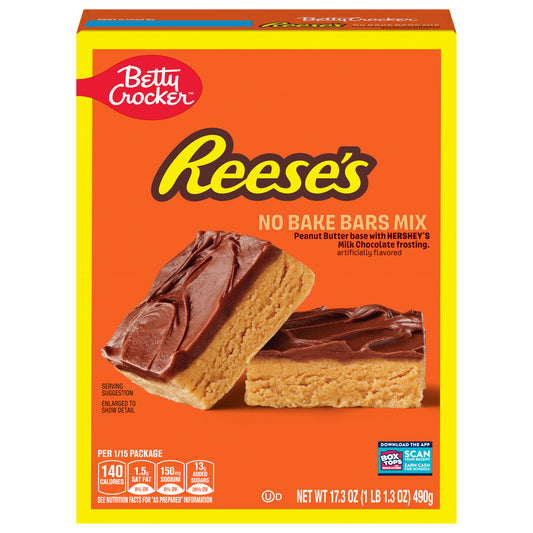 Betty Crocker REESE'S Peanut Butter No Bake Bars Mix With HERSHEY’S Milk Chocolate Frosting, 17.3 oz