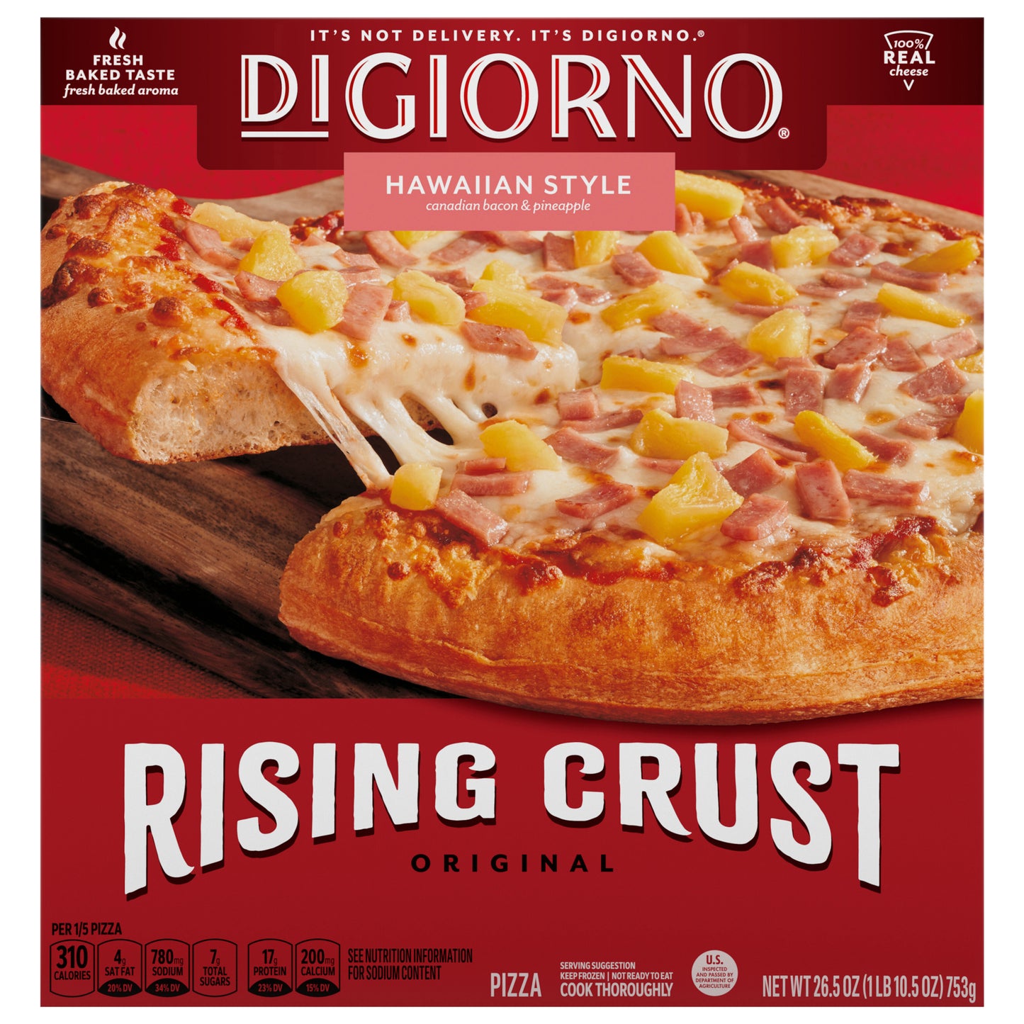 DiGiorno Frozen Pizza, Rising Crust Hawaiian Pizza, 26.5oz (Frozen)