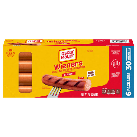 Oscar Mayer Classic Uncured Wieners Hot Dogs, 30 ct. Box.