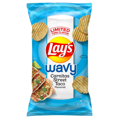 Lay's Wavy Potato Chips Carnitas Street Taco Flavored 7 1/2 Oz