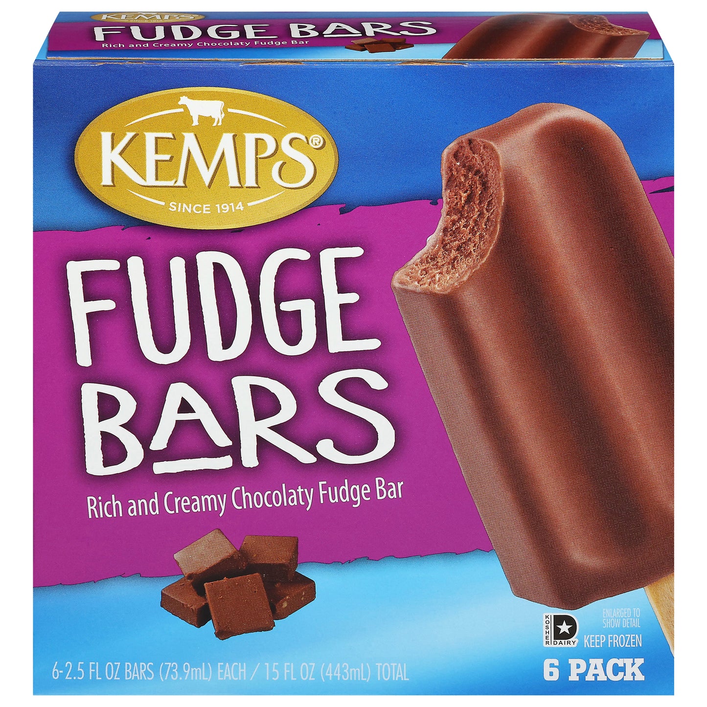 Kemps Fudge Ice Cream Bars 6 - 2.5 fl oz Bars