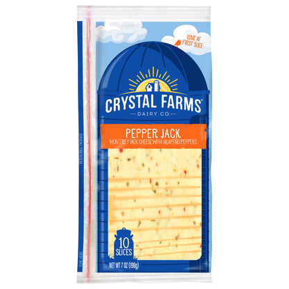 Crystal Farms Pepper Jack Sliced Cheese, 7 oz, 10 count