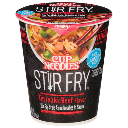 Nissin Cup Noodles Stir Fry Teriyaki Beef Flavor Asian Noodles in Sauce 3.00 oz