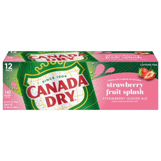 Canada Dry Fruit Splash Strawberry Ginger Ale Soda, 12 fl oz cans, 12 pack