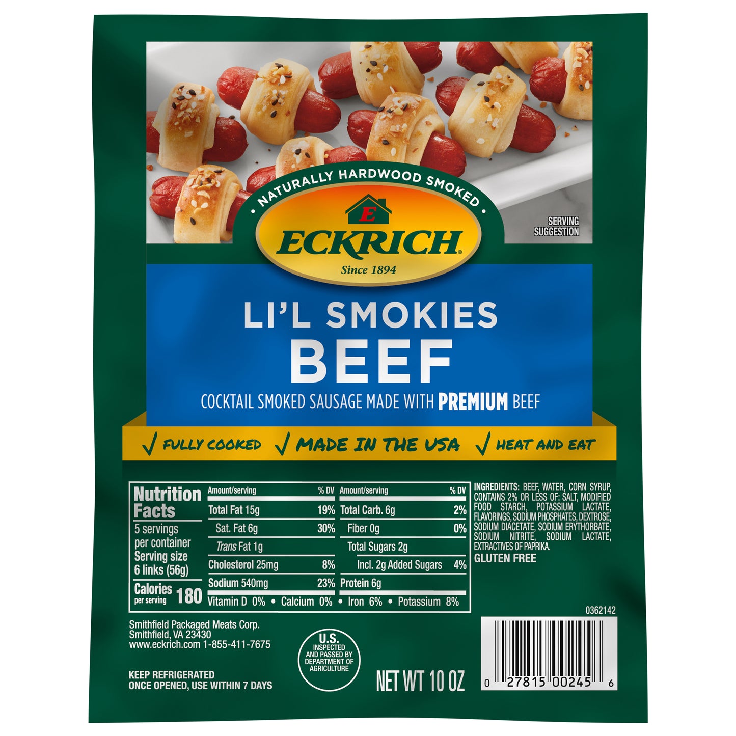 Eckrich Beef Li'l Smokies Cocktail Smoked Sausages, 10 oz