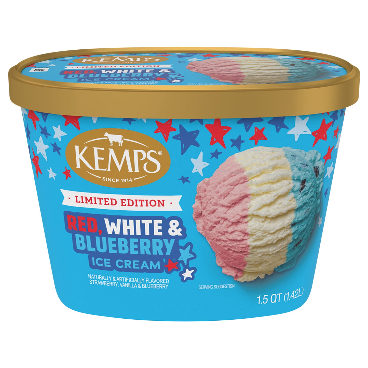 Kemps Limited Edition Red, White & Blueberry Ice Cream 1.5 Quart