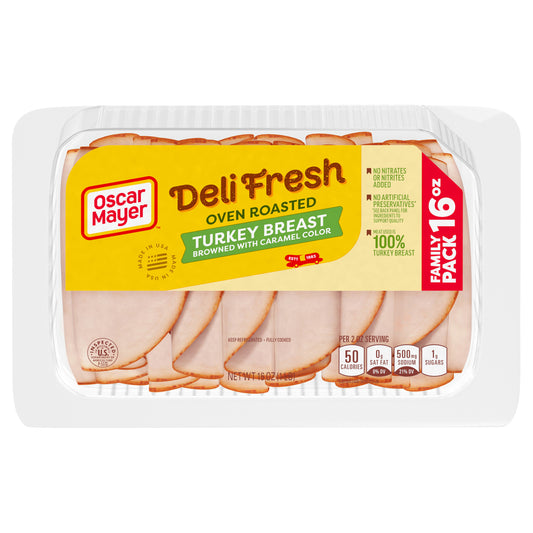 Oscar Mayer Deli Fresh Oven Roasted Sliced Turkey Breast Deli Lunch Meat Family Size, 16 oz Package