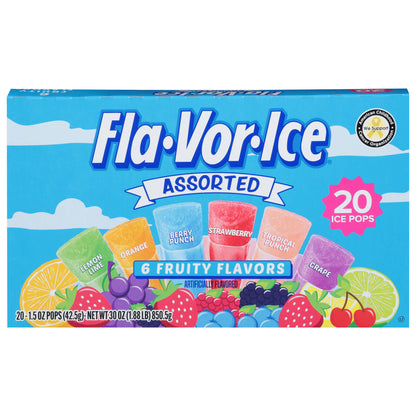 Fla-Vor-Ice 6 Fruity Flavors Ice Pops 20 ea
