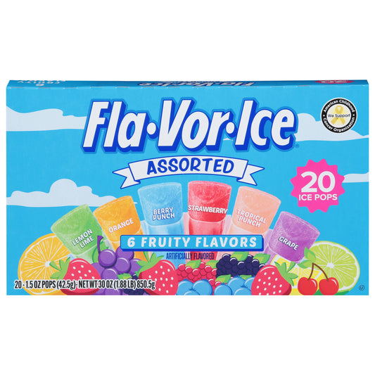 Fla-Vor-Ice 6 Fruity Flavors Ice Pops 20 ea