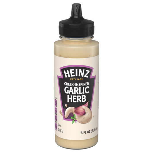 Heinz Greek-Inspired Garlic Herb Dipping Sauce, 1 Bottle, for Elevating Everyday Meals, No Artificial Dyes, 8 fl oz