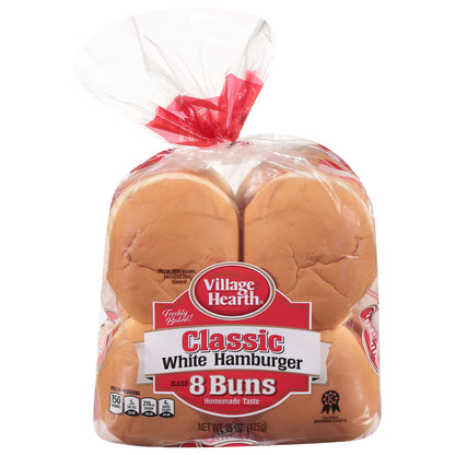 Village Hearth Classic Hamburger White Buns 8 ea