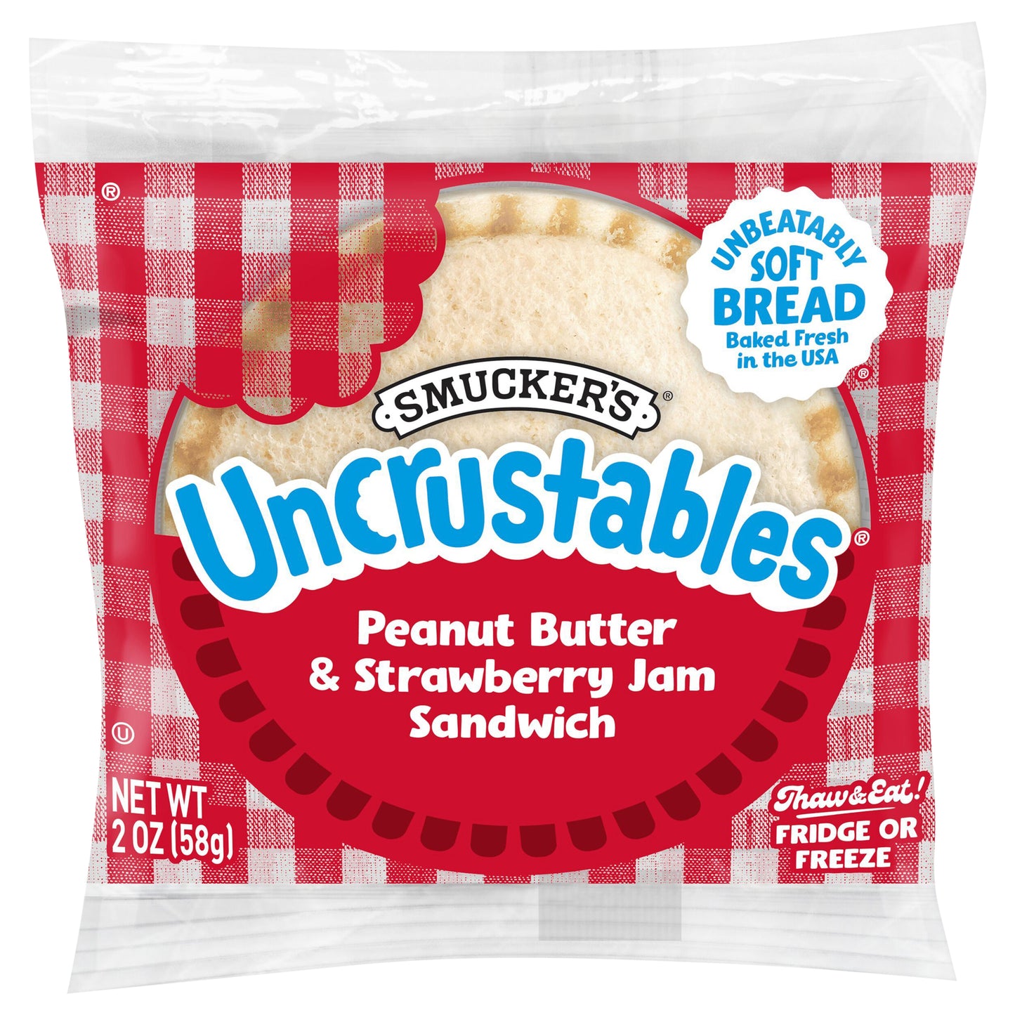Smucker’s Uncrustables Peanut Butter & Strawberry Jam Sandwiche,  2 Oz. Each, Frozen