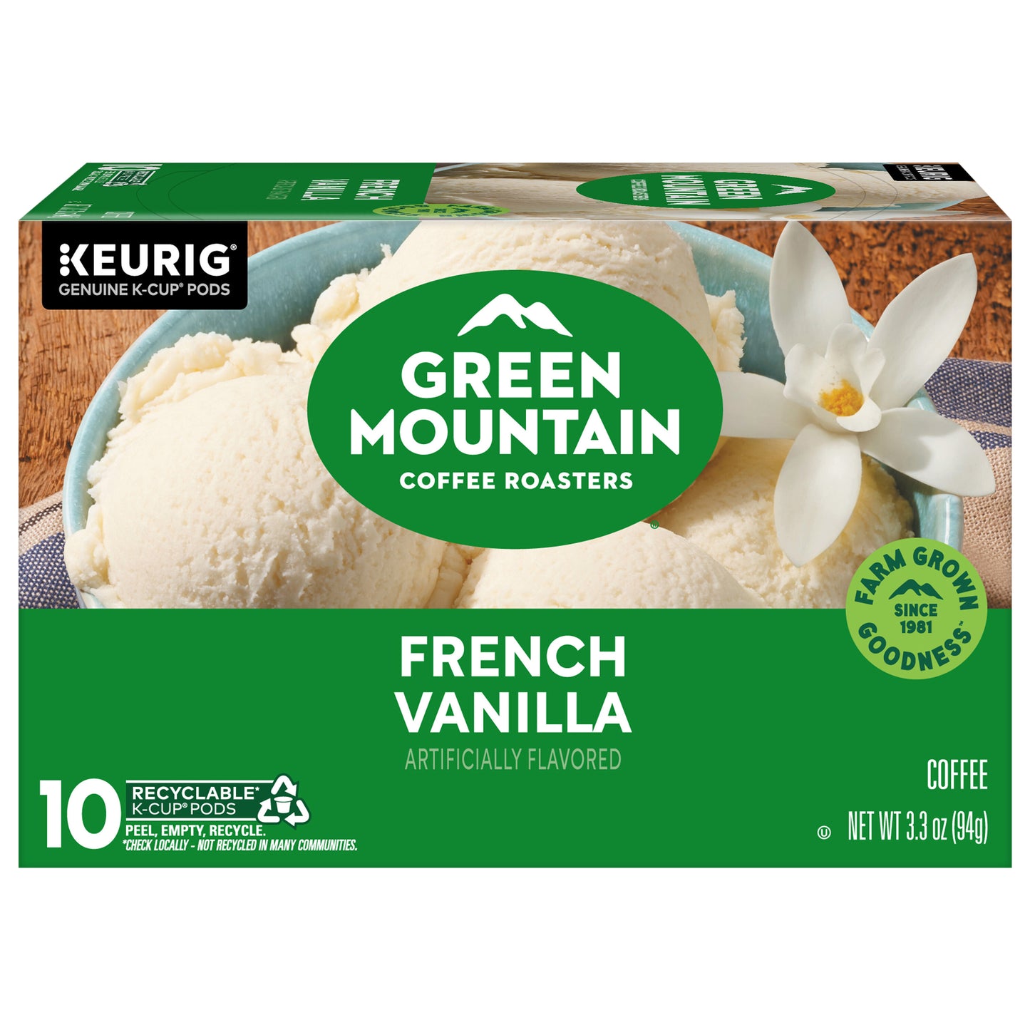 Green Mountain Coffee Roasters French Vanilla Coffee, Keurig Single-Serve K-Cup pods, Light Roast, 10 Count