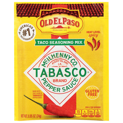 Old El Paso Gluten Free Tabasco Brand Pepper Sauce Taco Seasoning Mix 0.85 oz