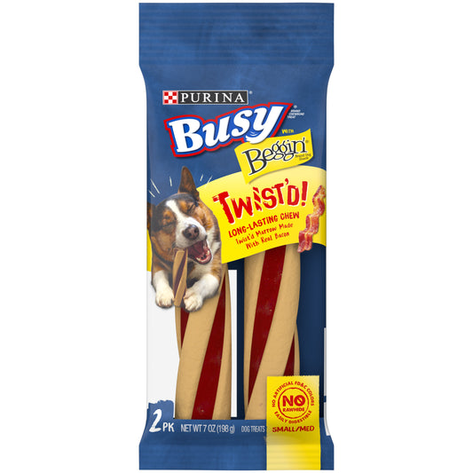 Purina Busy With Beggin' Made in USA Facilities Small/Medium Breed Dog Treats, Twist'd - 2 ct. Pouch