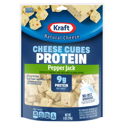 Kraft Protein Reduced Fat Pepper Jack Cheese Cubes, 6 oz