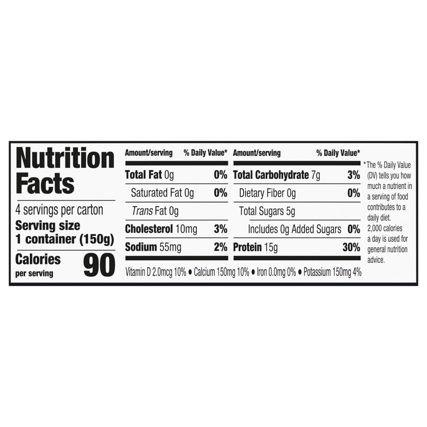 Oikos Triple Zero Vanilla 15g Protein, 0g Added Sugar, Nonfat Greek Yogurt Pack, 4 Ct, 5.3 OZ Cups