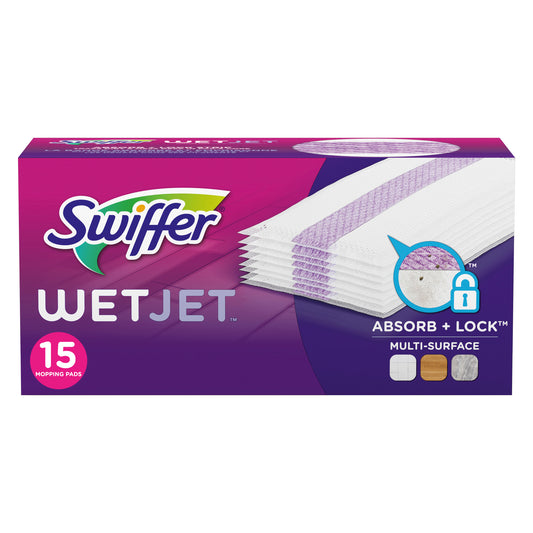 Swiffer WetJet Spray Mop Multi-Surface Mopping Pads for Floor Cleaning, 15 count