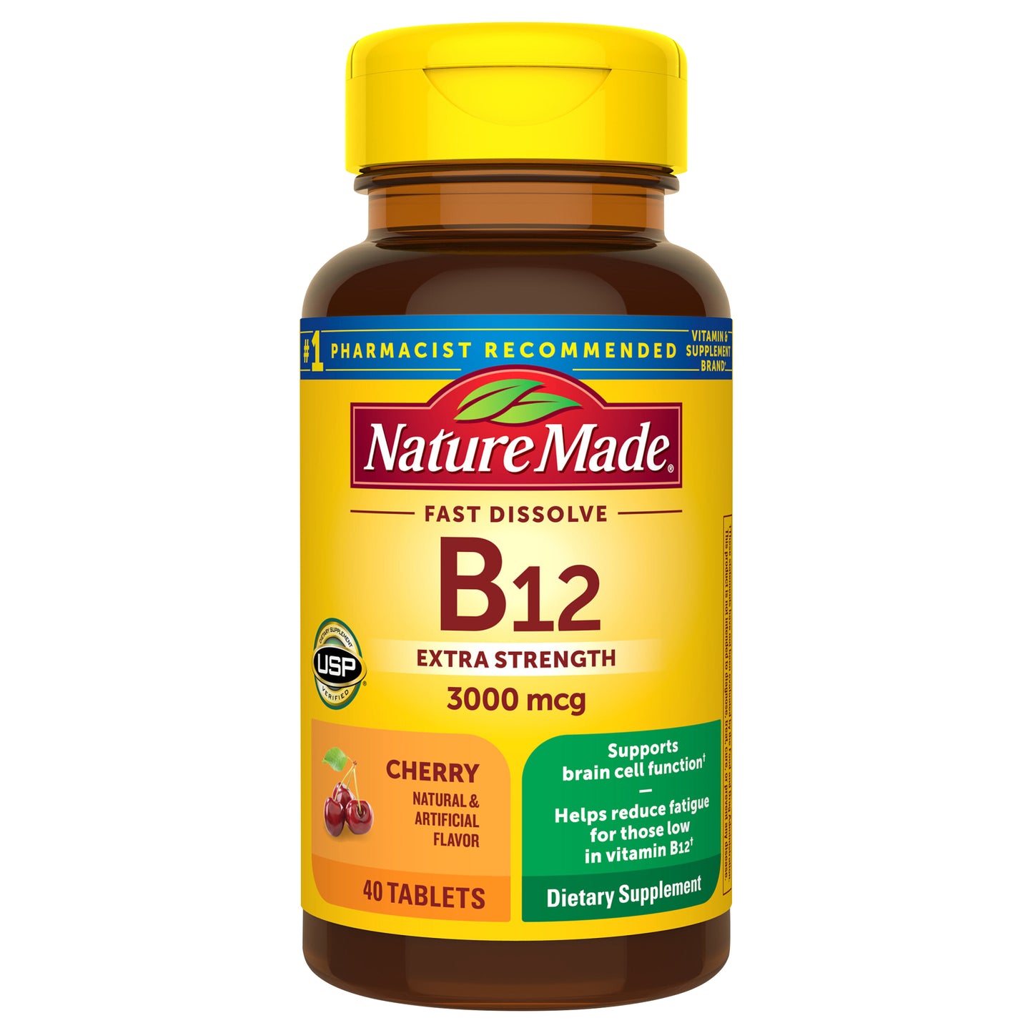 Nature Made Vitamin B12 Sublingual 3000 mcg Sugar Free Fast Dissolve Tablets, 40 Count
