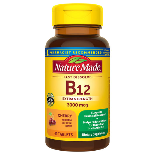 Nature Made Vitamin B12 Sublingual 3000 mcg Sugar Free Fast Dissolve Tablets, 40 Count