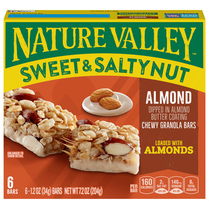 Nature Valley Granola Bars, Sweet and Salty Nut, Almond, 6 Bars, 7.2 OZ