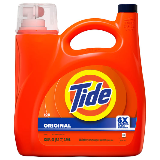 Tide Laundry Detergent Liquid, Original Scent, 100 Loads, 125 fl oz, Works on 100% of Common Stains