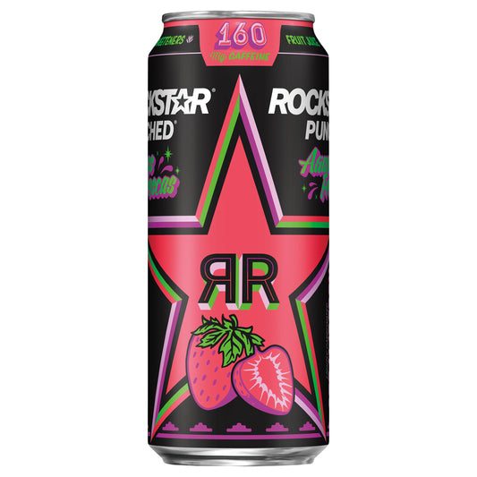 Rockstar Punched Energy Drink Aguas Frescas Strawberry 16 Fl Oz