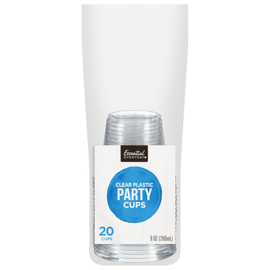 Essential Everyday Clear Plastic 9 Oz Party Cups 20 Each