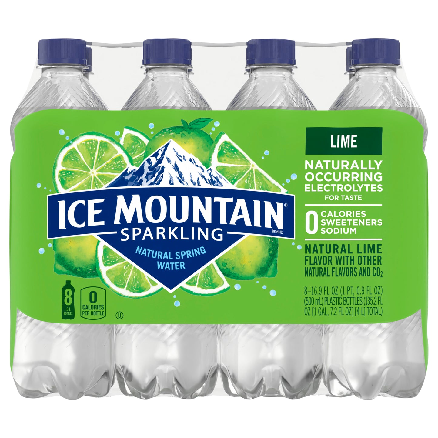 Ice Mountain Sparkling Water, Zesty Lime, 16.9 oz. Bottles (8 Count)