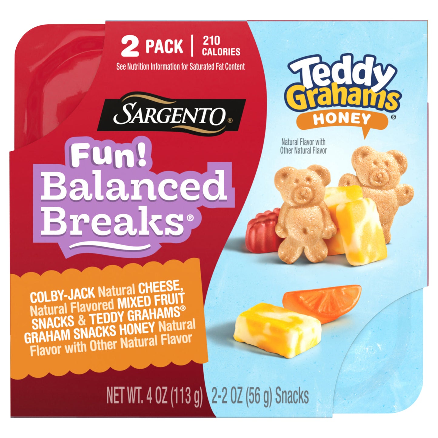 NEW! Sargento® Fun! Balanced Breaks® Colby-Jack Natural Cheese, Natural Flavored Mixed Fruit Snacks & Teddy Grahams® Graham Snacks Honey Natural Flavor with Other Natural Flavor, 2 pack