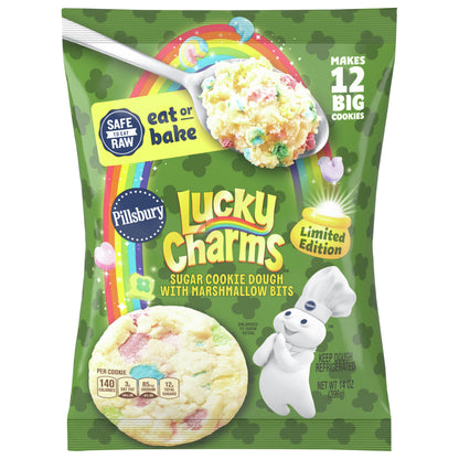 Pillsbury Ready to Bake! Cookie Dough, Limited Edition Lucky Charms Sugar Cookie Dough With Marshmallow Bits, 14 oz
