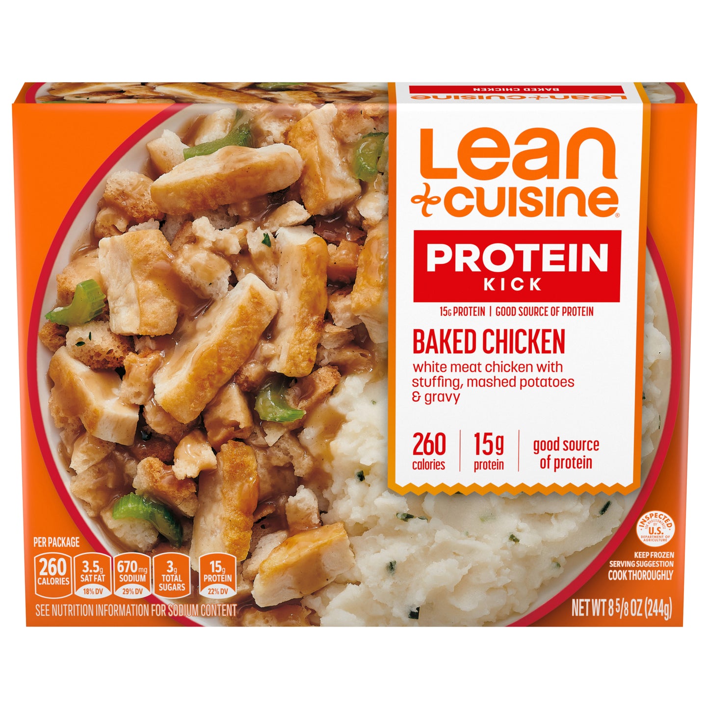 Lean Cuisine Frozen Meal Baked Chicken, Protein Kick Microwave Meal, Microwave Chicken Dinner, Frozen Dinner for One 8.625 oz.