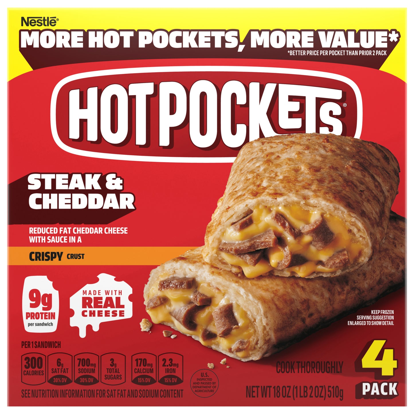 Hot Pockets Steak and Cheddar 4PK Frozen Sandwiches 18oz