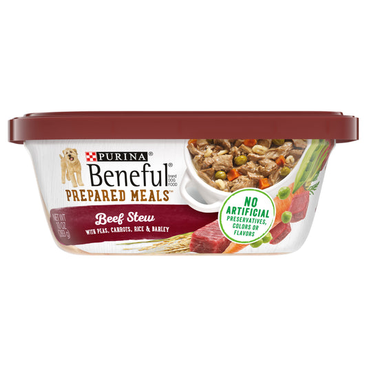 Purina Beneful High Protein, Gravy Wet Dog Food, Prepared Meals Beef Stew - 10 oz. Tub