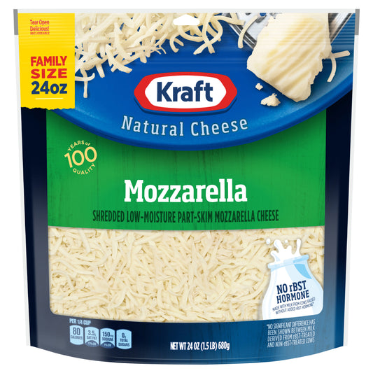 Kraft Mozzarella Shredded Cheese Family Size, 24 oz Bag